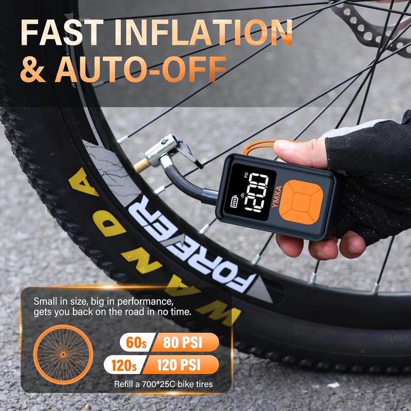 YMXA مضخة دراجة هوائية صغيرة 150 PSI – إيقاف تلقائي ومقياس رقمي، مضخة هواء لإطارات الدراجات للدراجات الهوائية، الدراجات الجبلية، كرات الرياضة – مضخة دراجة هوائية محمولة عالية الضغط - Image 2